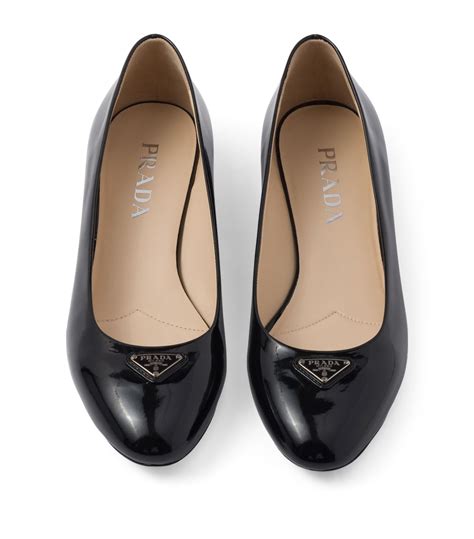 prada black patent ballet flats|prada chunky heel pumps.